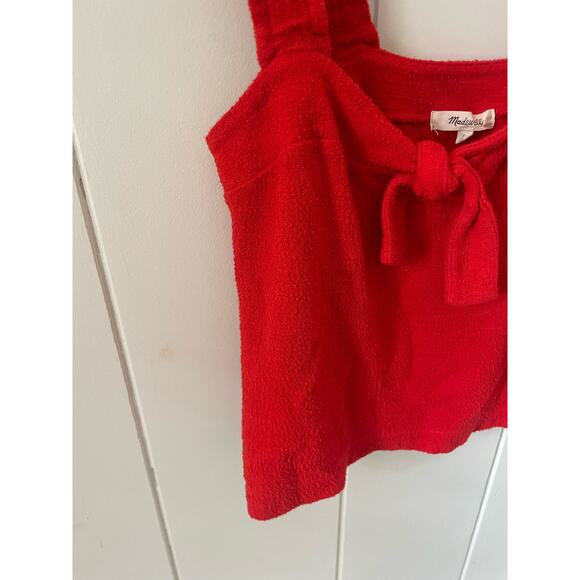 Madewell Tie Front Ruffle Tank Top XS Red - Picture 4 of 7